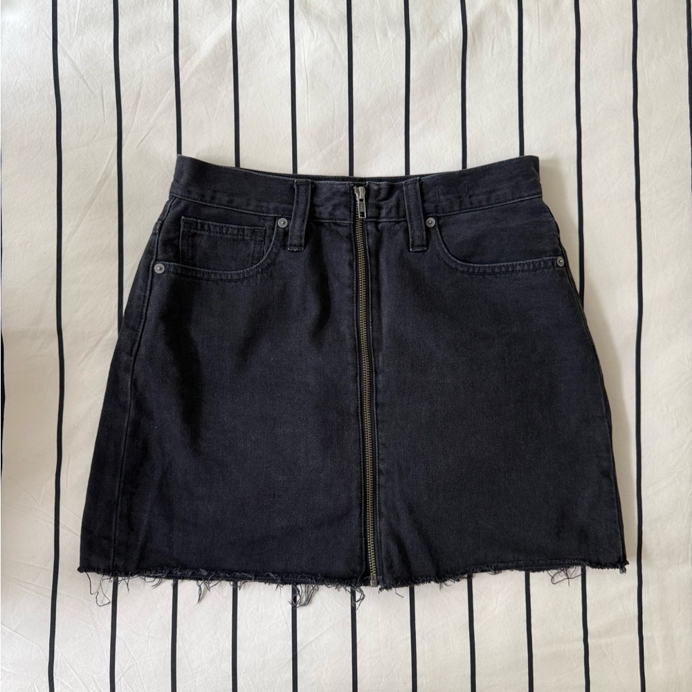 Madewell Black Denim Zip-up Mini Skirt